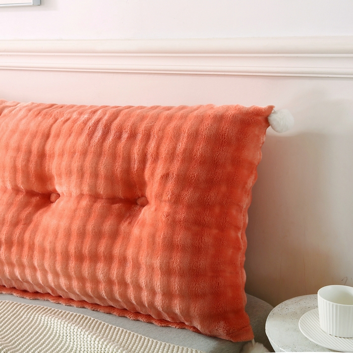 91家纺网 家纺一手货源 找家纺 永光家居 2025新款兔兔绒撸猫感靠背 床头靠垫抱枕床上软包（不供多多） 兔绒 橙红
