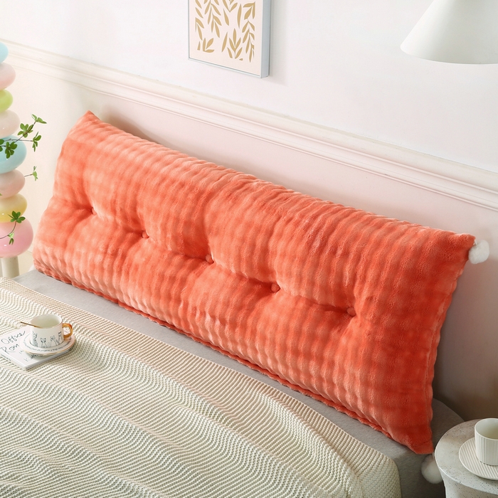 91家纺网 家纺一手货源 找家纺 永光家居 2025新款兔兔绒撸猫感靠背 床头靠垫抱枕床上软包（不供多多） 兔绒 橙红
