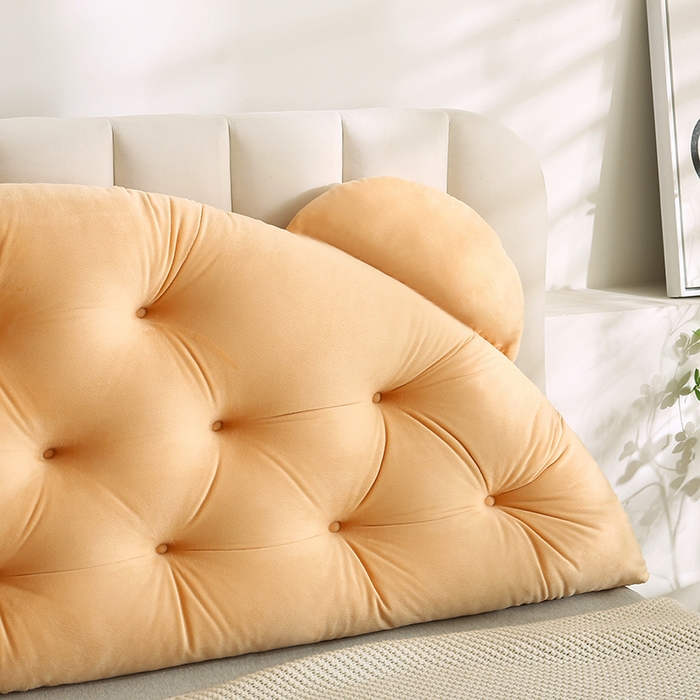 91家纺网 家纺一手货源 找家纺 永光家居 2025新款熊耳朵靠枕 床头靠垫抱枕榻榻米软包 （专利款 不供多多） 熊耳 驼