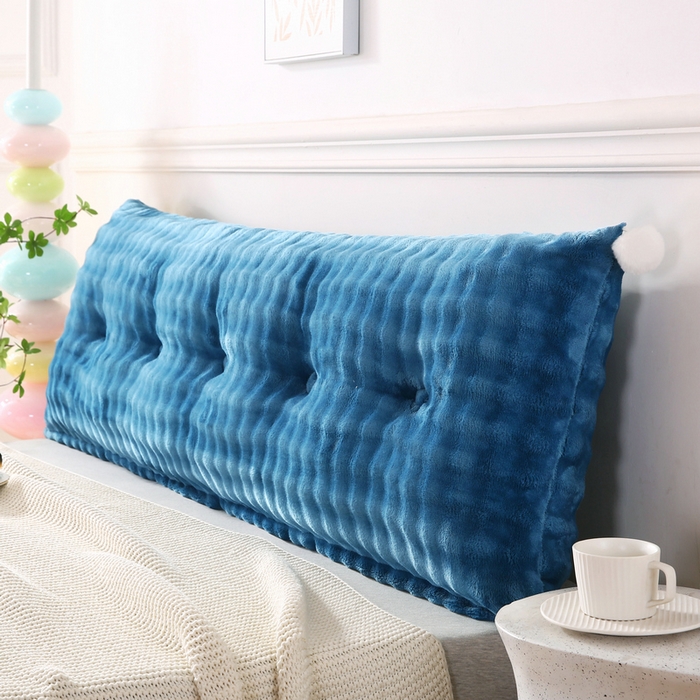 91家纺网 家纺一手货源 找家纺 永光家居 2025新款兔兔绒撸猫感靠背 床头靠垫抱枕床上软包（不供多多） 兔绒 海蓝