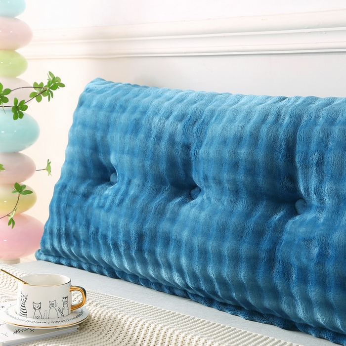 91家纺网 家纺一手货源 找家纺 永光家居 2025新款兔兔绒撸猫感靠背 床头靠垫抱枕床上软包（不供多多） 兔绒 海蓝