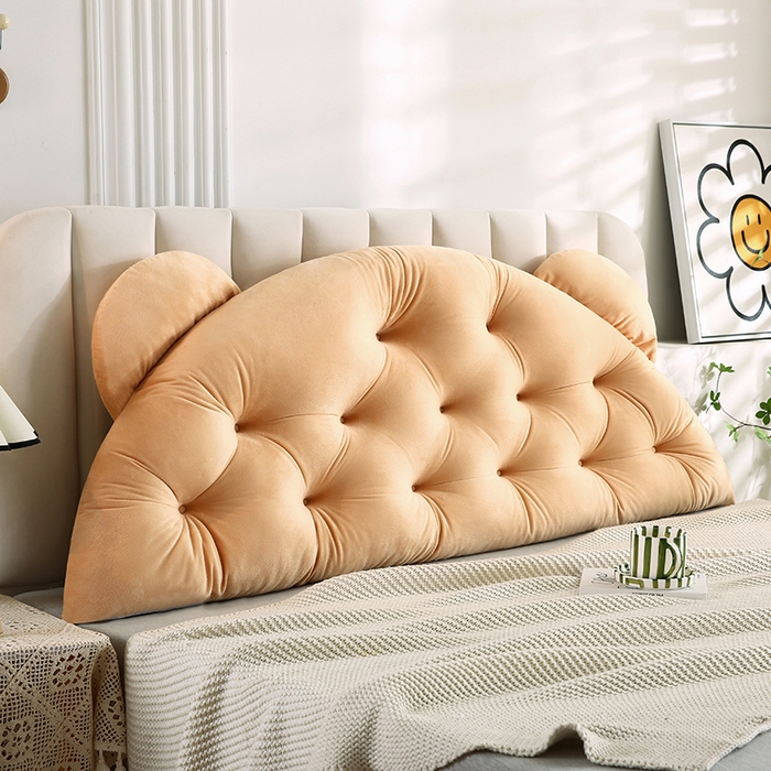 91家纺网 家纺一手货源 找家纺 永光家居 2025新款熊耳朵靠枕 床头靠垫抱枕榻榻米软包 （专利款 不供多多） 熊耳 驼