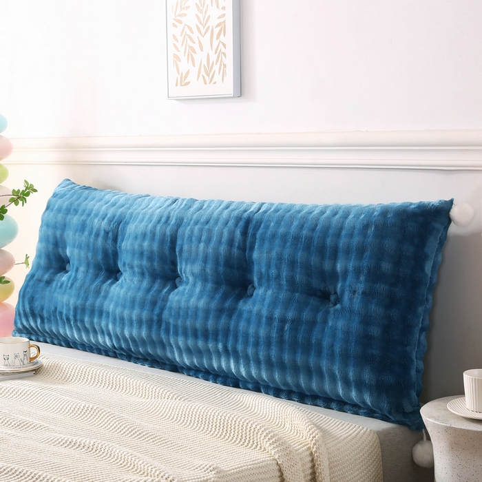 91家纺网 家纺一手货源 找家纺 永光家居 2025新款兔兔绒撸猫感靠背 床头靠垫抱枕床上软包（不供多多） 兔绒 海蓝