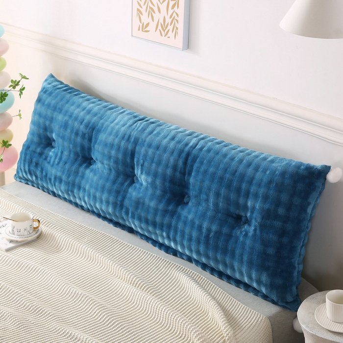 91家纺网 家纺一手货源 找家纺 永光家居 2025新款兔兔绒撸猫感靠背 床头靠垫抱枕床上软包（不供多多） 兔绒 海蓝