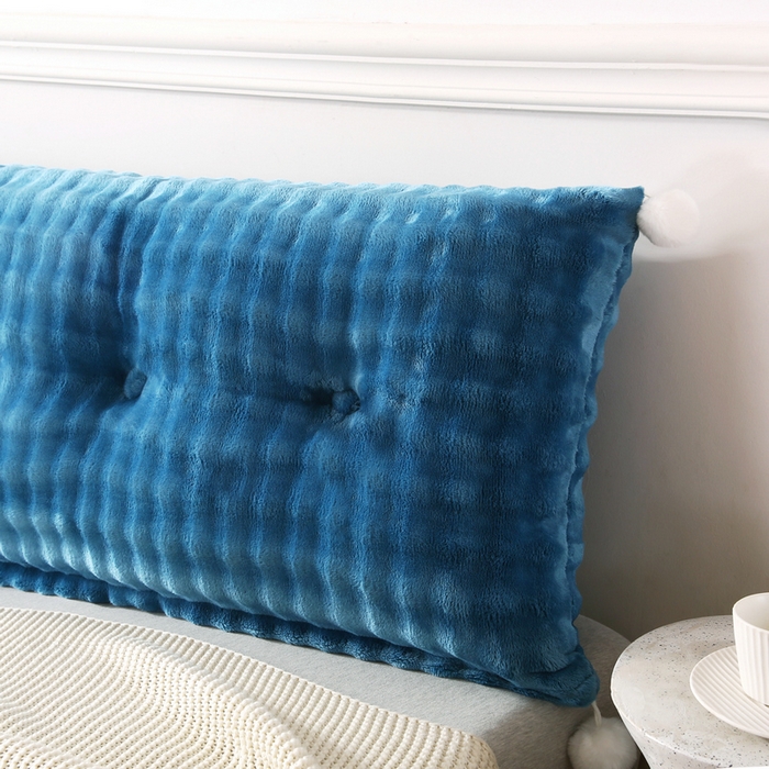 91家纺网 家纺一手货源 找家纺 永光家居 2025新款兔兔绒撸猫感靠背 床头靠垫抱枕床上软包（不供多多） 兔绒 海蓝
