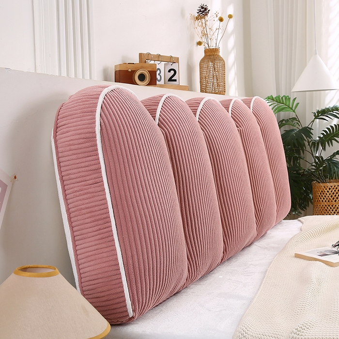 91家纺网 家纺一手货源 找家纺 永光家居 2025灯芯绒花瓣靠枕 高端床头靠垫抱枕榻榻米软包（不供多多） 花瓣-深粉