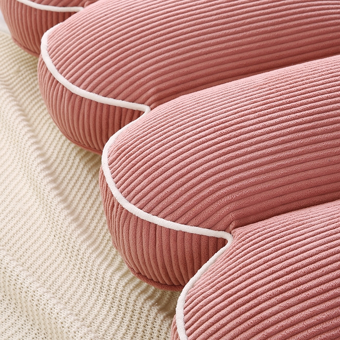 91家纺网 家纺一手货源 找家纺 永光家居 2025灯芯绒花瓣靠枕 高端床头靠垫抱枕榻榻米软包（不供多多） 花瓣-深粉