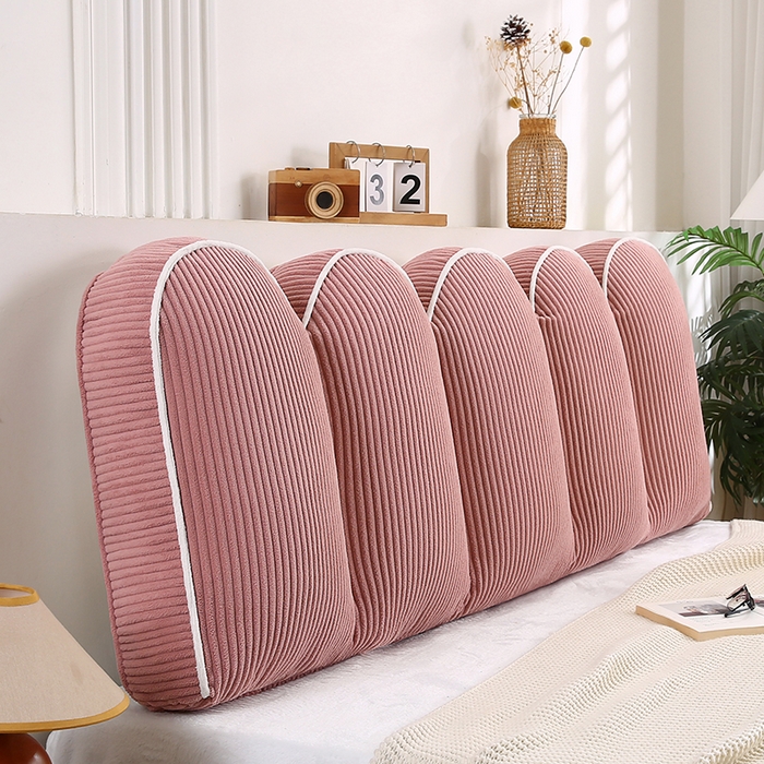 91家纺网 家纺一手货源 找家纺 永光家居 2025灯芯绒花瓣靠枕 高端床头靠垫抱枕榻榻米软包（不供多多） 花瓣-深粉