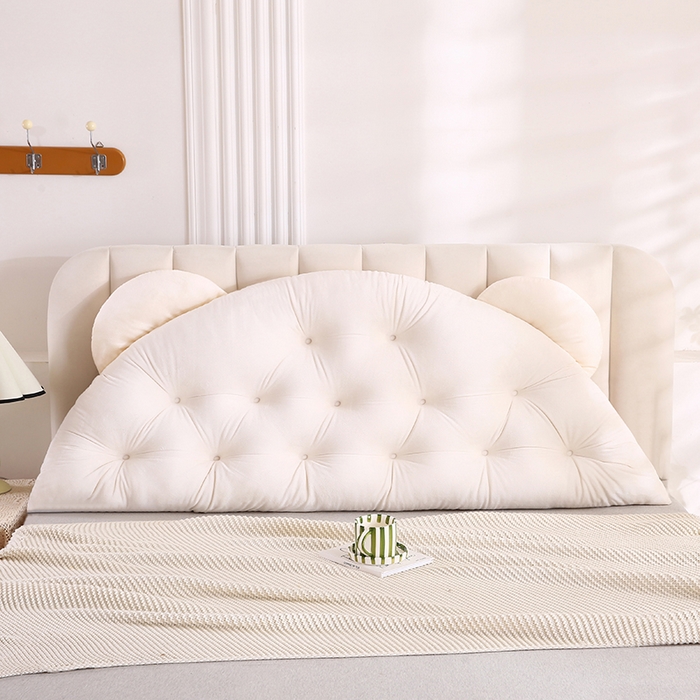 91家纺网 家纺一手货源 找家纺 永光家居 2025新款熊耳朵靠枕 床头靠垫抱枕榻榻米软包 （专利款 不供多多） 熊耳 白