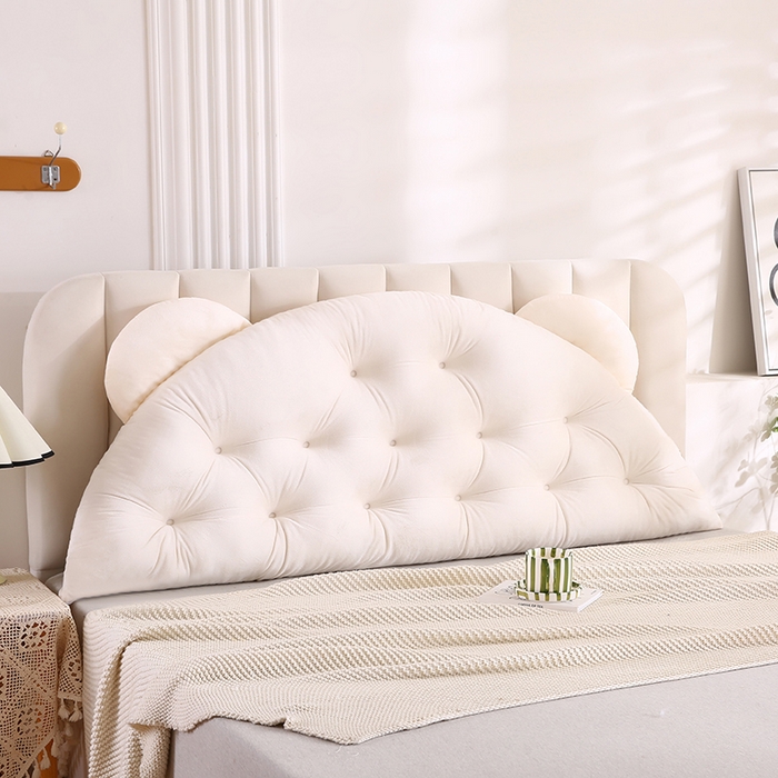 91家纺网 家纺一手货源 找家纺 永光家居 2025新款熊耳朵靠枕 床头靠垫抱枕榻榻米软包 （专利款 不供多多） 熊耳 白