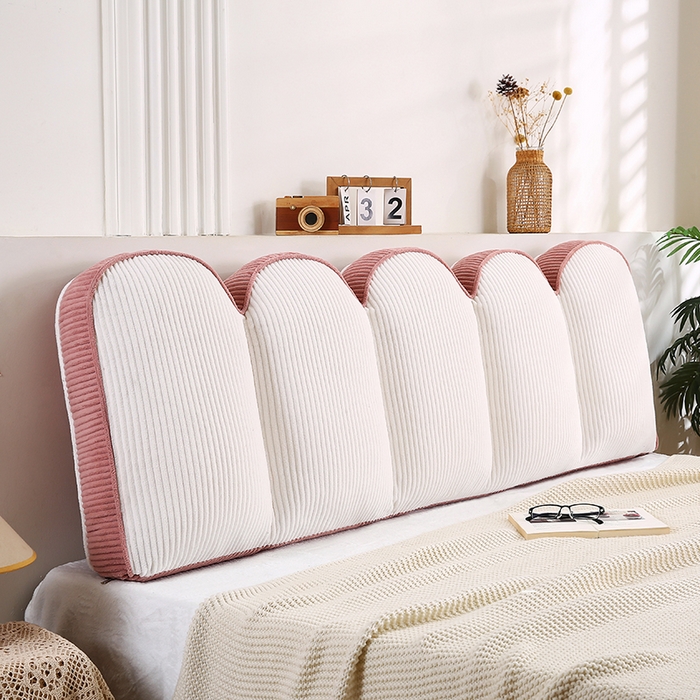 91家纺网 家纺一手货源 找家纺 永光家居 2025灯芯绒花瓣靠枕 高端床头靠垫抱枕榻榻米软包（不供多多） 花瓣-深粉