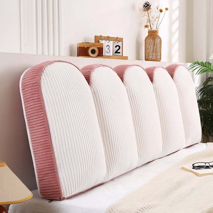 91家纺网 家纺一手货源 找家纺 永光家居 2025灯芯绒花瓣靠枕 高端床头靠垫抱枕榻榻米软包（不供多多） 花瓣-深粉