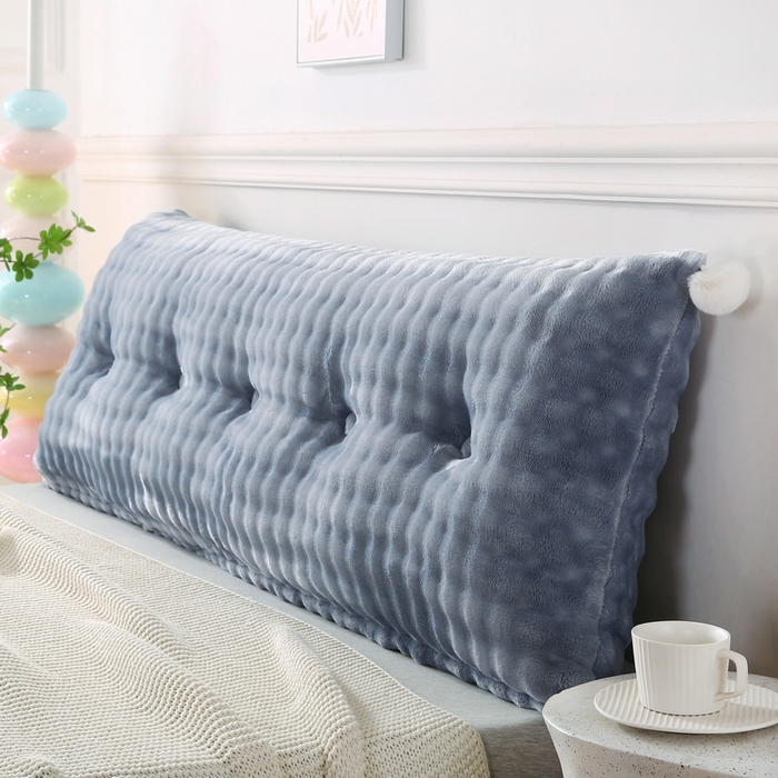 91家纺网 家纺一手货源 找家纺 永光家居 2025新款兔兔绒撸猫感靠背 床头靠垫抱枕床上软包（不供多多） 兔绒 浅灰