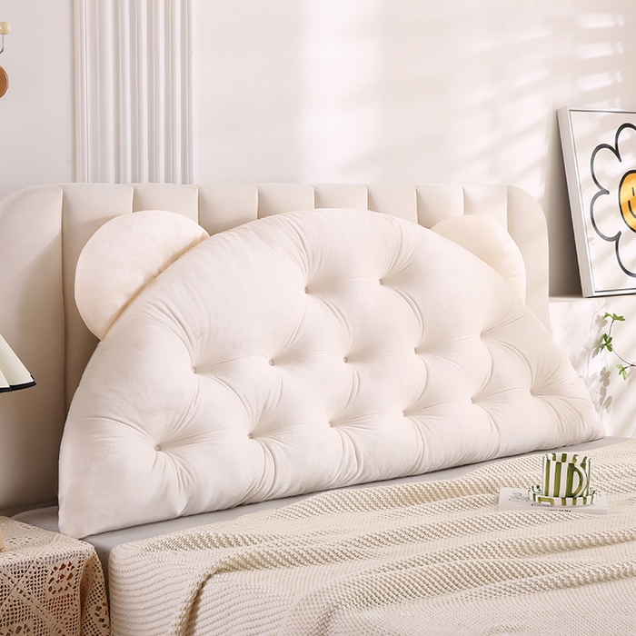 91家纺网 家纺一手货源 找家纺 永光家居 2025新款熊耳朵靠枕 床头靠垫抱枕榻榻米软包 （专利款 不供多多） 熊耳 白