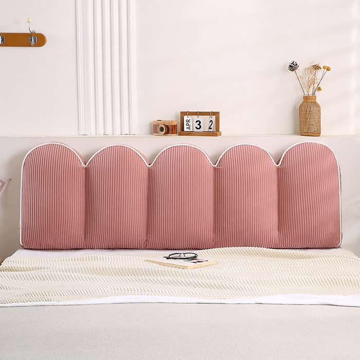 91家纺网 家纺一手货源 找家纺 永光家居 2025灯芯绒花瓣靠枕 高端床头靠垫抱枕榻榻米软包（不供多多） 花瓣-深粉