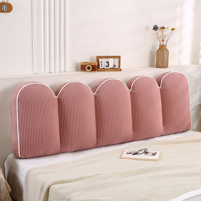 91家纺网 家纺一手货源 找家纺 永光家居 2025灯芯绒花瓣靠枕 高端床头靠垫抱枕榻榻米软包（不供多多） 花瓣-深粉