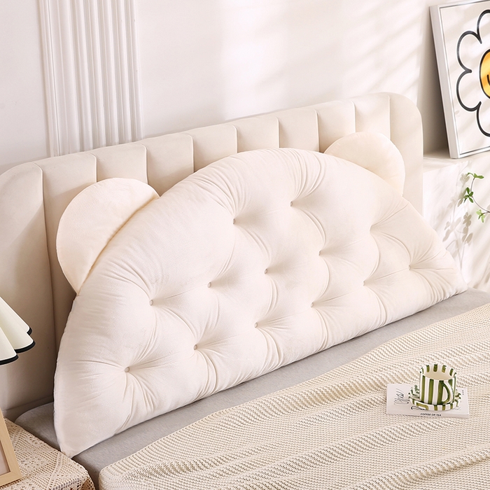 91家纺网 家纺一手货源 找家纺 永光家居 2025新款熊耳朵靠枕 床头靠垫抱枕榻榻米软包 （专利款 不供多多） 熊耳 白