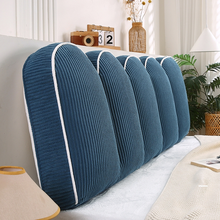 91家纺网 家纺一手货源 找家纺 永光家居 2025灯芯绒花瓣靠枕 高端床头靠垫抱枕榻榻米软包（不供多多） 花瓣-深蓝