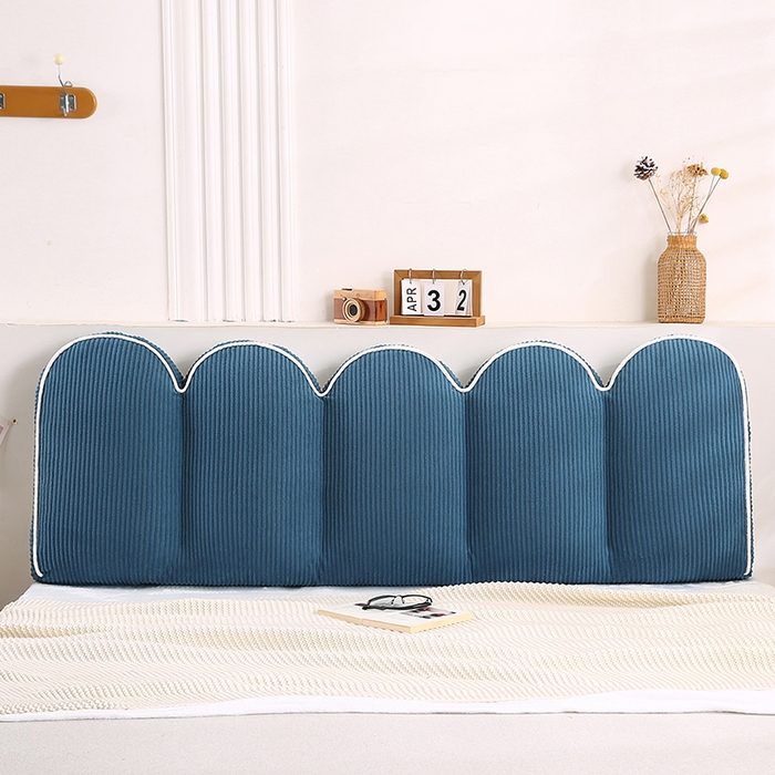 91家纺网 家纺一手货源 找家纺 永光家居 2025灯芯绒花瓣靠枕 高端床头靠垫抱枕榻榻米软包（不供多多） 花瓣-深蓝