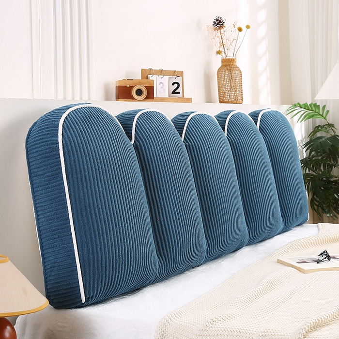 91家纺网 家纺一手货源 找家纺 永光家居 2025灯芯绒花瓣靠枕 高端床头靠垫抱枕榻榻米软包（不供多多） 花瓣-深蓝