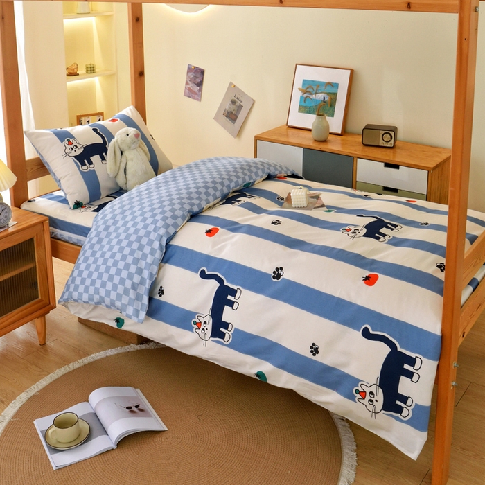 91家纺网 家纺一手货源 找家纺 （总）水妙家纺 2025新款A类全棉拉链床垫套三件套纯棉学生上下铺全包床垫保护套三件套 可订制