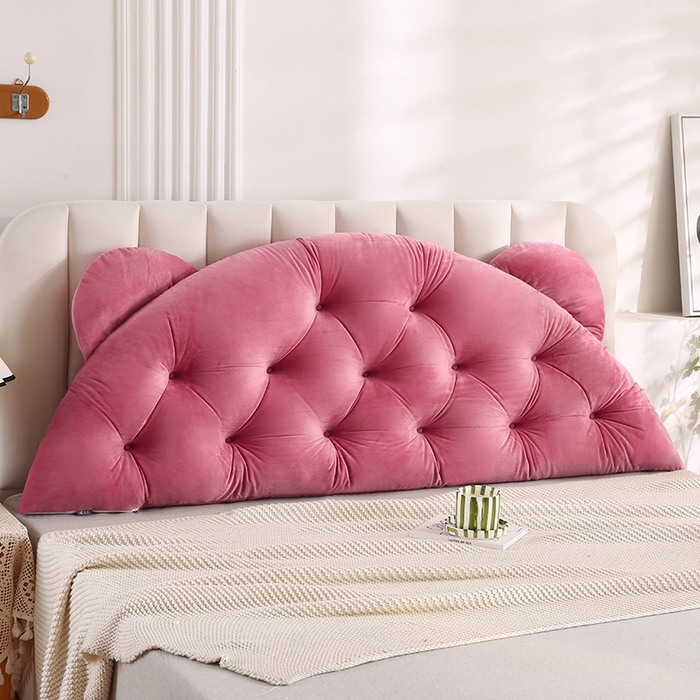 91家纺网 家纺一手货源 找家纺 永光家居 2025新款熊耳朵靠枕 床头靠垫抱枕榻榻米软包 （专利款 不供多多） 熊耳 豆沙