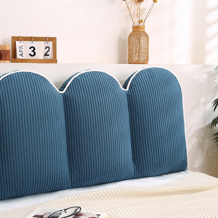 91家纺网 家纺一手货源 找家纺 永光家居 2025灯芯绒花瓣靠枕 高端床头靠垫抱枕榻榻米软包（不供多多） 花瓣-深蓝