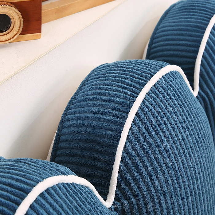 91家纺网 家纺一手货源 找家纺 永光家居 2025灯芯绒花瓣靠枕 高端床头靠垫抱枕榻榻米软包（不供多多） 花瓣-深蓝