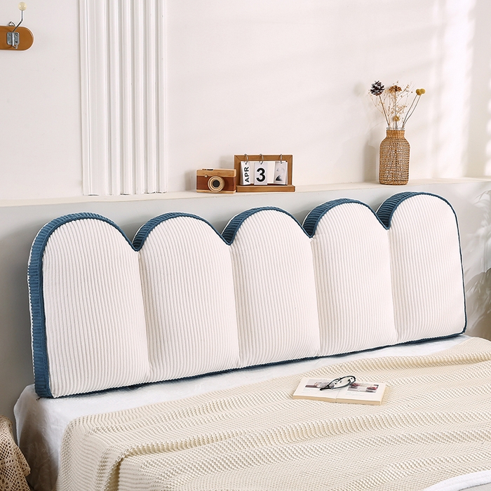 91家纺网 家纺一手货源 找家纺 永光家居 2025灯芯绒花瓣靠枕 高端床头靠垫抱枕榻榻米软包（不供多多） 花瓣-深蓝