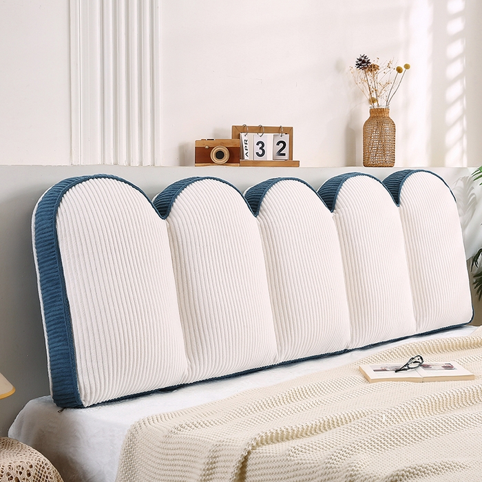 91家纺网 家纺一手货源 找家纺 永光家居 2025灯芯绒花瓣靠枕 高端床头靠垫抱枕榻榻米软包（不供多多） 花瓣-深蓝