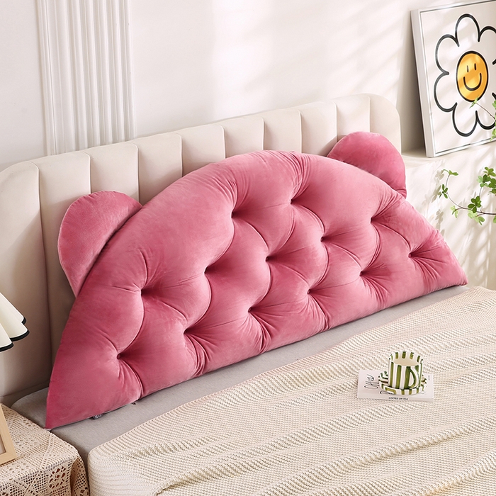 91家纺网 家纺一手货源 找家纺 永光家居 2025新款熊耳朵靠枕 床头靠垫抱枕榻榻米软包 （专利款 不供多多） 熊耳 豆沙