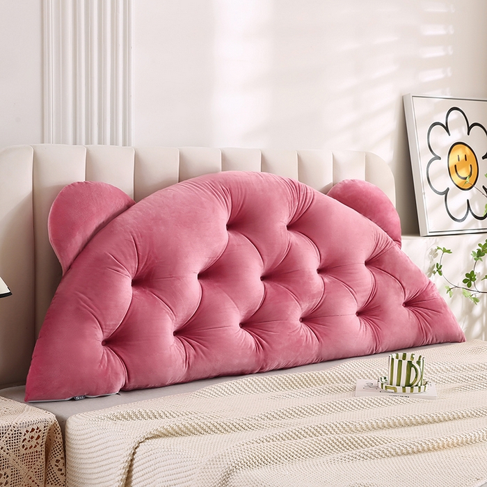 91家纺网 家纺一手货源 找家纺 永光家居 2025新款熊耳朵靠枕 床头靠垫抱枕榻榻米软包 （专利款 不供多多） 熊耳 豆沙