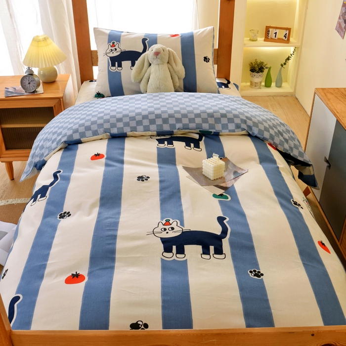 91家纺网 家纺一手货源 找家纺 （总）水妙家纺 2025新款A类全棉拉链床垫套三件套纯棉学生上下铺全包床垫保护套三件套 可订制