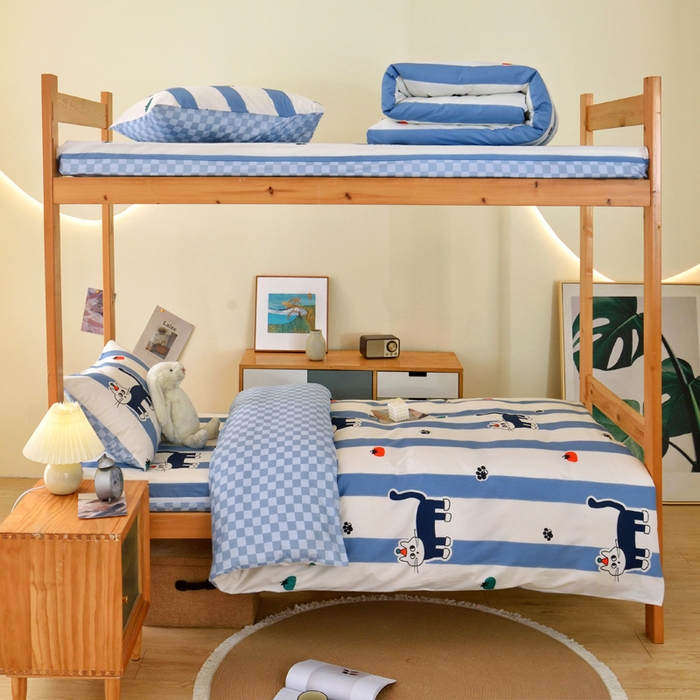 91家纺网 家纺一手货源 找家纺 （总）水妙家纺 2025新款A类全棉拉链床垫套三件套纯棉学生上下铺全包床垫保护套三件套 可订制