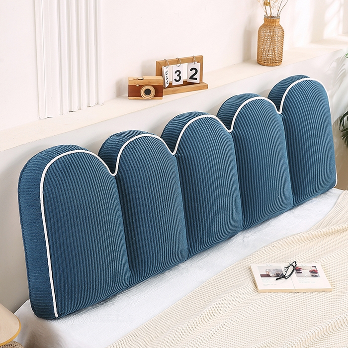 91家纺网 家纺一手货源 找家纺 永光家居 2025灯芯绒花瓣靠枕 高端床头靠垫抱枕榻榻米软包（不供多多） 花瓣-深蓝