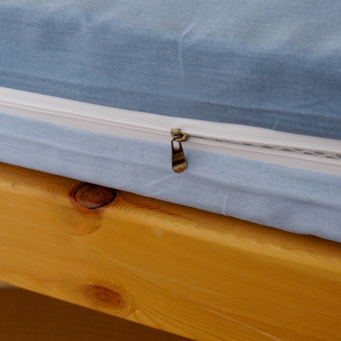 91家纺网 家纺一手货源 找家纺 水妙家纺 2025新款A类全棉拉链床垫套三件套纯棉学生上下铺全包床垫保护套三件套 可订制 床垫套布格熊-蓝