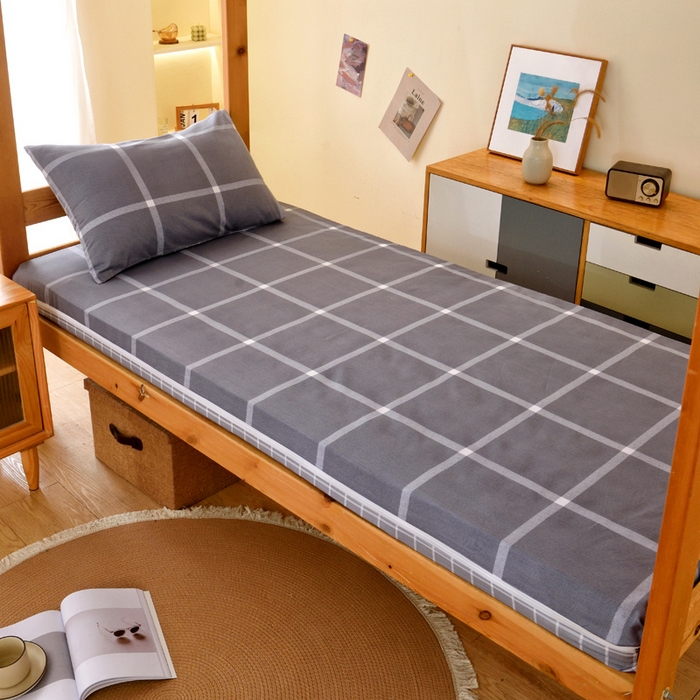 91家纺网 家纺一手货源 找家纺 水妙家纺 2025新款A类全棉拉链床垫套三件套纯棉学生上下铺全包床垫保护套三件套 可订制 床垫套玛奇朵-灰