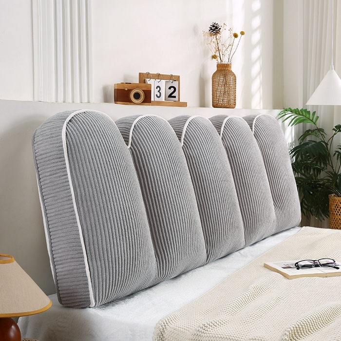 91家纺网 家纺一手货源 找家纺 永光家居 2025灯芯绒花瓣靠枕 高端床头靠垫抱枕榻榻米软包（不供多多） 花瓣-浅灰