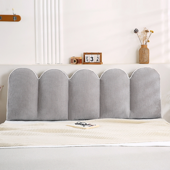 91家纺网 家纺一手货源 找家纺 永光家居 2025灯芯绒花瓣靠枕 高端床头靠垫抱枕榻榻米软包（不供多多） 花瓣-浅灰