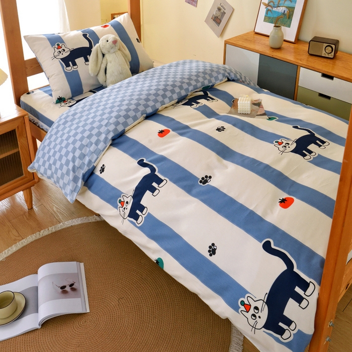 91家纺网 家纺一手货源 找家纺 （总）水妙家纺 2025新款A类全棉拉链床垫套三件套纯棉学生上下铺全包床垫保护套三件套 可订制