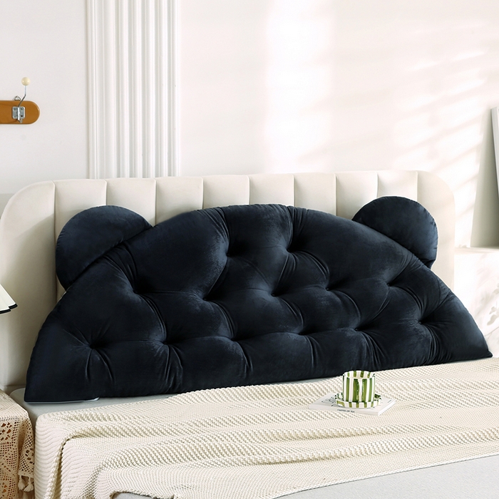 91家纺网 家纺一手货源 找家纺 永光家居 2025新款熊耳朵靠枕 床头靠垫抱枕榻榻米软包 （专利款 不供多多） 熊耳 黑