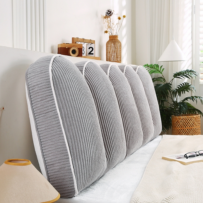 91家纺网 家纺一手货源 找家纺 永光家居 2025灯芯绒花瓣靠枕 高端床头靠垫抱枕榻榻米软包（不供多多） 花瓣-浅灰