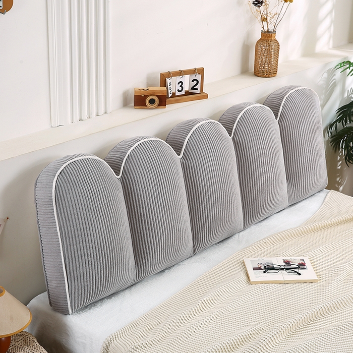 91家纺网 家纺一手货源 找家纺 永光家居 2025灯芯绒花瓣靠枕 高端床头靠垫抱枕榻榻米软包（不供多多） 花瓣-浅灰