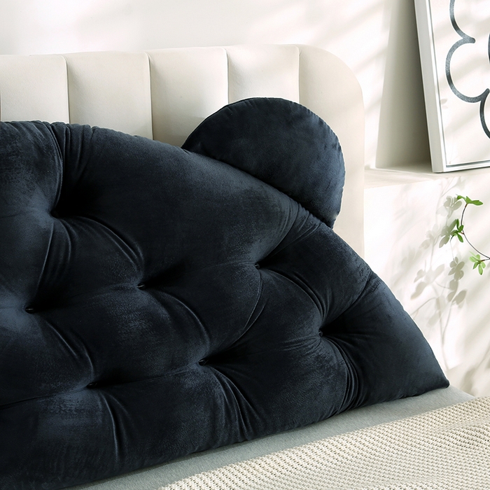 91家纺网 家纺一手货源 找家纺 永光家居 2025新款熊耳朵靠枕 床头靠垫抱枕榻榻米软包 （专利款 不供多多） 熊耳 黑