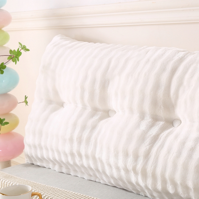 91家纺网 家纺一手货源 找家纺 永光家居 2025新款兔兔绒撸猫感靠背 床头靠垫抱枕床上软包（不供多多） 兔绒 珍珠白