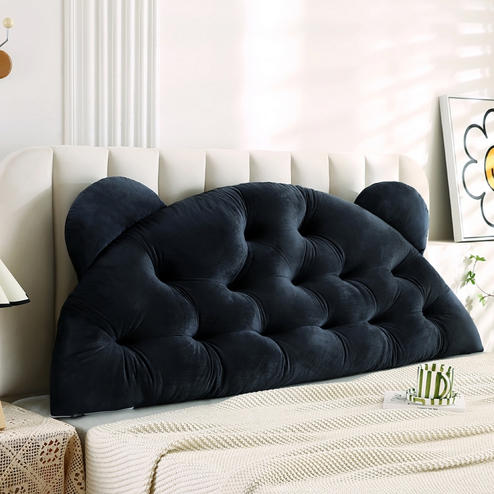 91家纺网 家纺一手货源 找家纺 永光家居 2025新款熊耳朵靠枕 床头靠垫抱枕榻榻米软包 （专利款 不供多多） 熊耳 黑