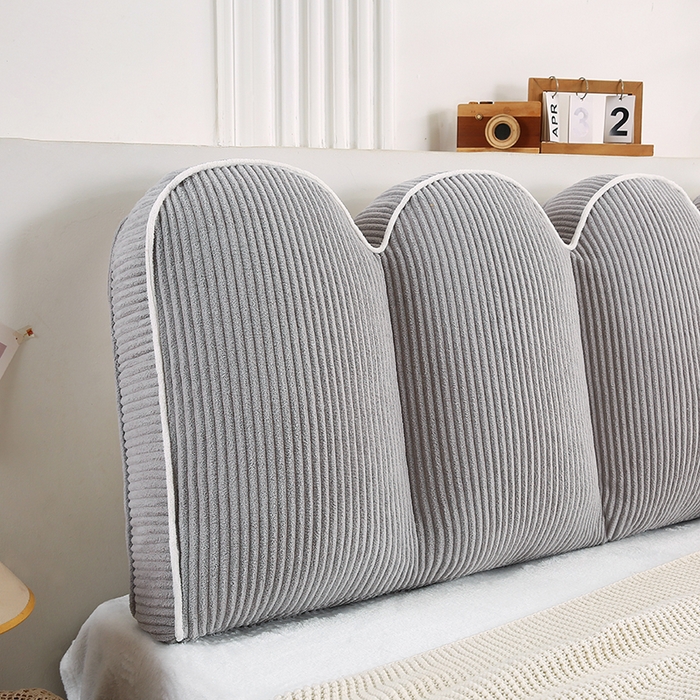 91家纺网 家纺一手货源 找家纺 永光家居 2025灯芯绒花瓣靠枕 高端床头靠垫抱枕榻榻米软包（不供多多） 花瓣-浅灰