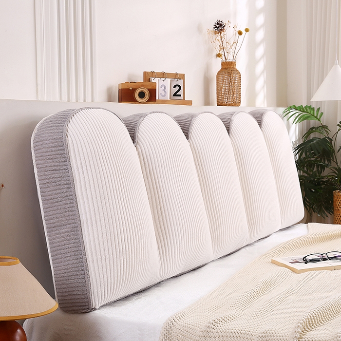 91家纺网 家纺一手货源 找家纺 永光家居 2025灯芯绒花瓣靠枕 高端床头靠垫抱枕榻榻米软包（不供多多） 花瓣-浅灰