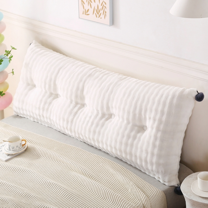 91家纺网 家纺一手货源 找家纺 永光家居 2025新款兔兔绒撸猫感靠背 床头靠垫抱枕床上软包（不供多多） 兔绒 珍珠白