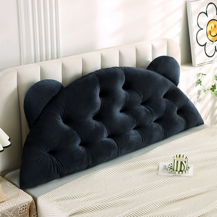 91家纺网 家纺一手货源 找家纺 永光家居 2025新款熊耳朵靠枕 床头靠垫抱枕榻榻米软包 （专利款 不供多多） 熊耳 黑